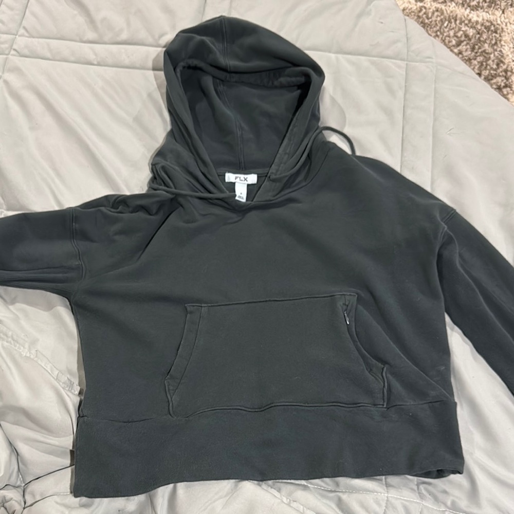 FLX Dark Green Crop Hoodie
